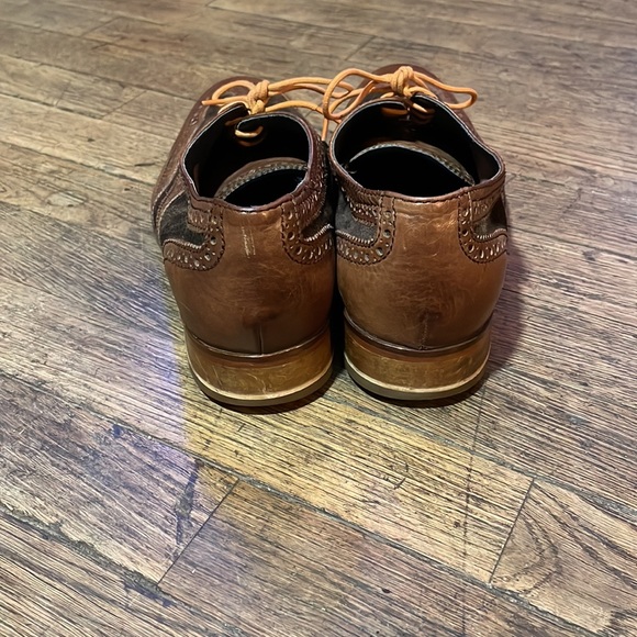 Cole Haan men’s wingtip lace up two tone brown suede and leather size 8 - Picture 3 of 5